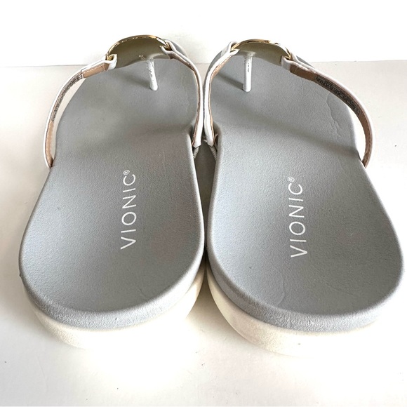 VIONIC RAYSA WHITE PATENT LEATHER SLIP-ON SUPPORTIVE TOE-POST THONG SANDAL Sz8.5 - Picture 9 of 11
